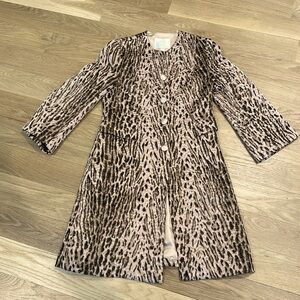 Rebecca Taylor size 6 lightweight mid length leopard coat